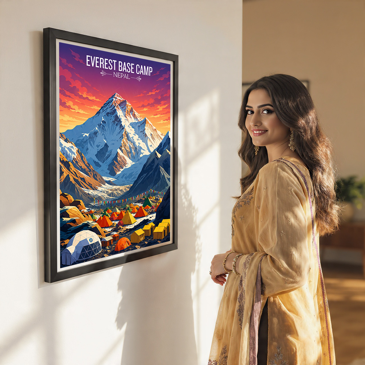 Everest Base Camp - Nepal - Travel Wall Art Deco Poster Print
