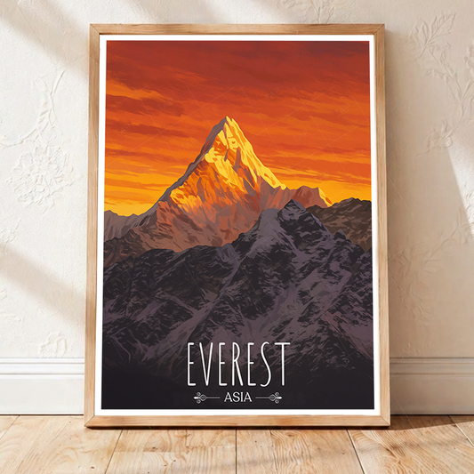 Everest - Nepal - Travel Wall Art Deco Poster Print - Art Print - Travel Art Poster