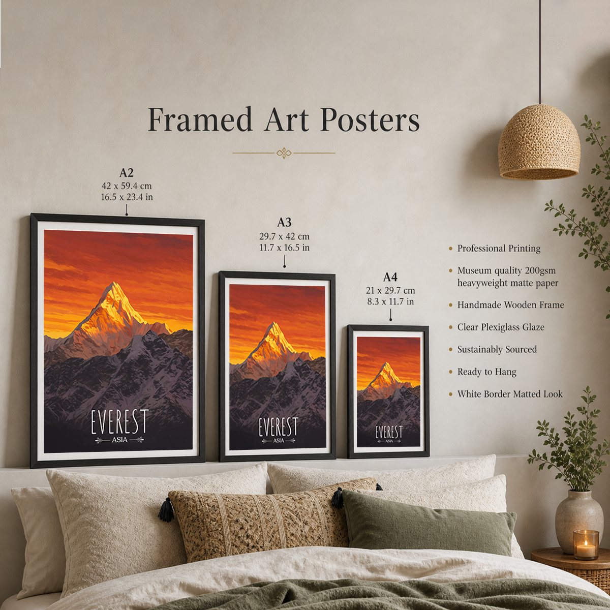 Everest - Nepal - Travel Wall Art Deco Poster Print
