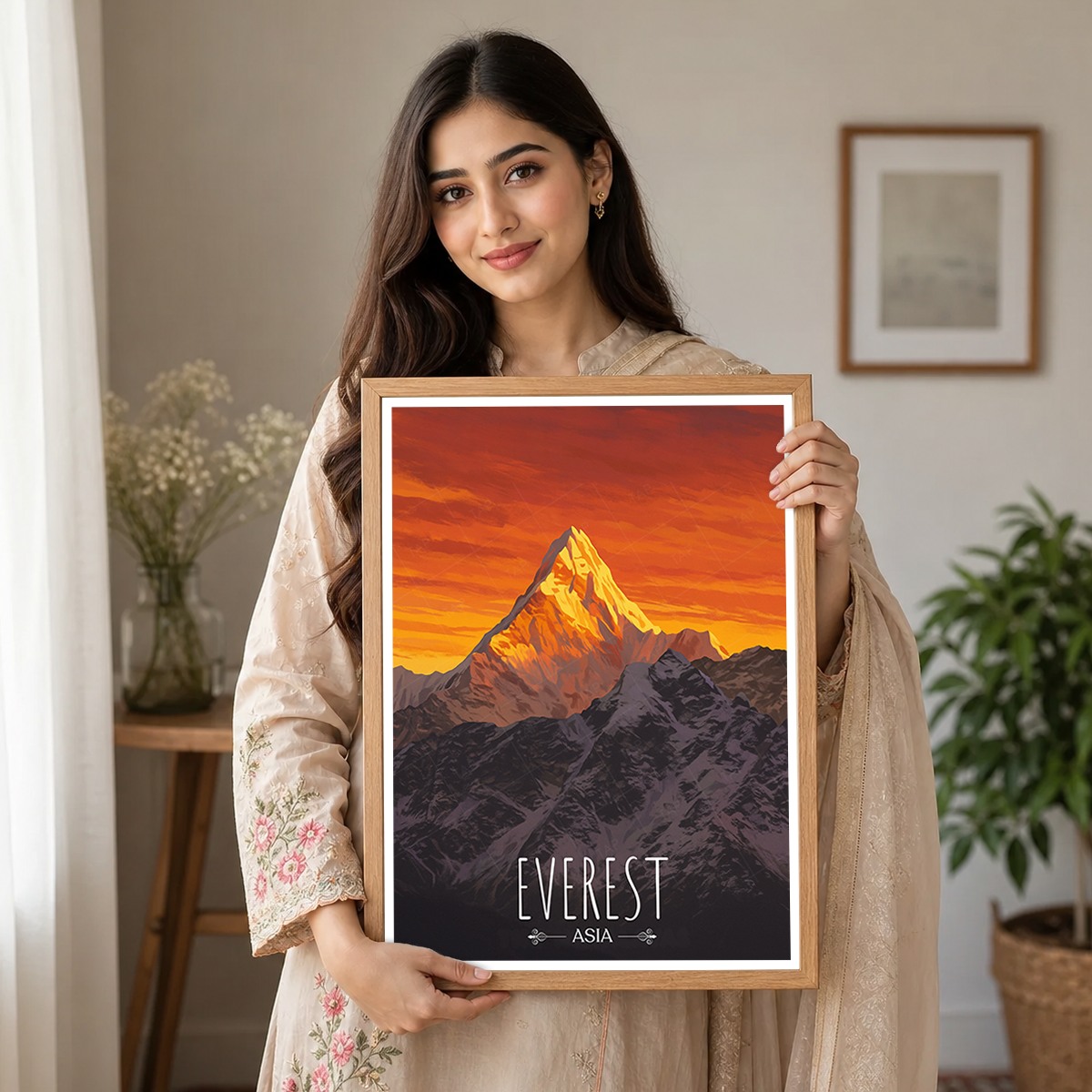 Everest - Nepal - Travel Wall Art Deco Poster Print