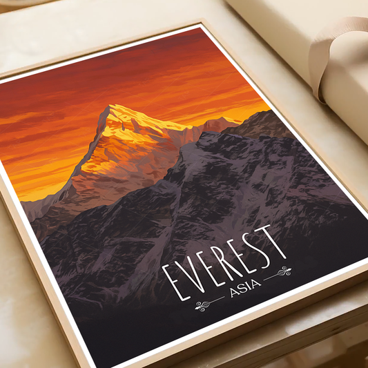 Everest - Nepal - Travel Wall Art Deco Poster Print - Art Print - Travel Art Poster