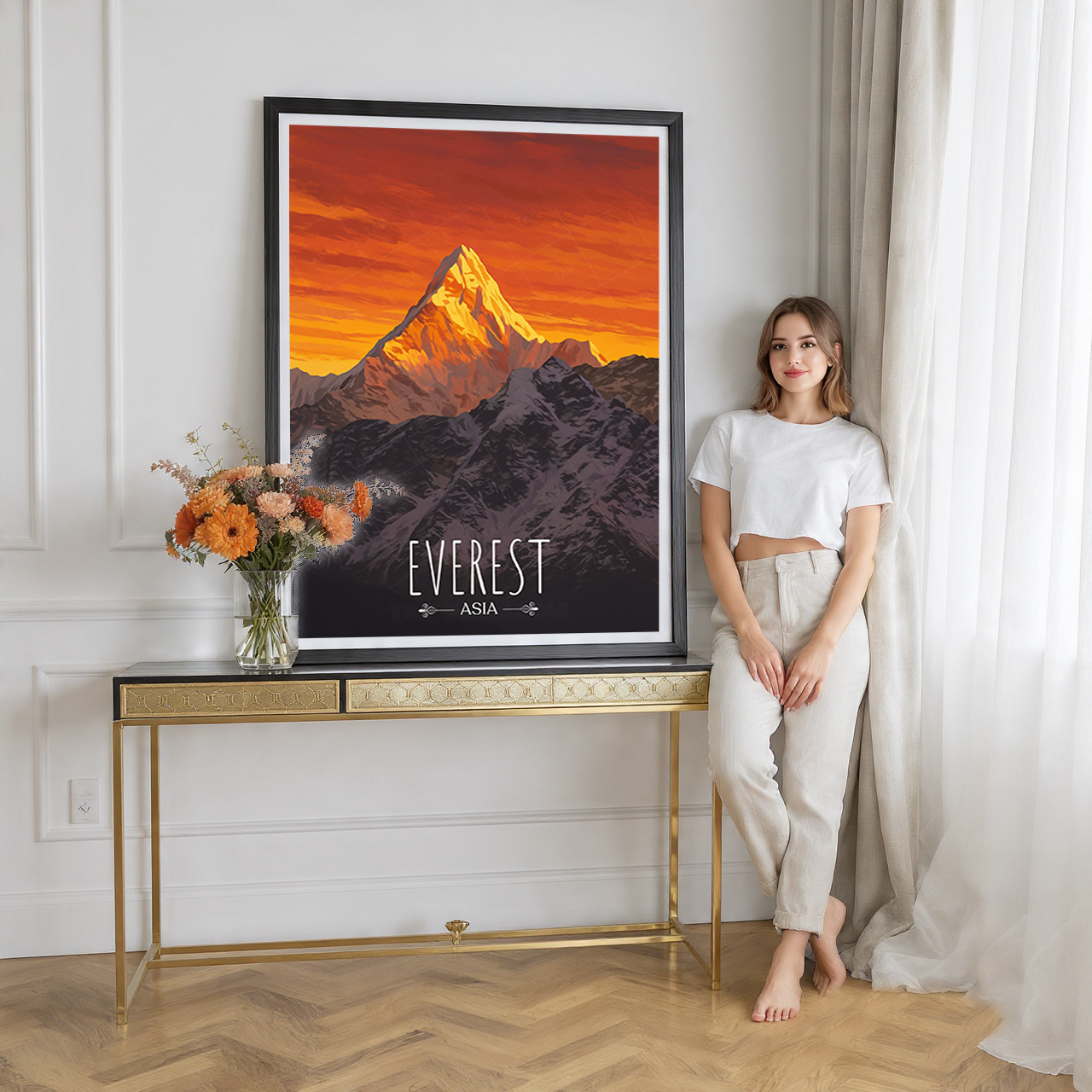 Everest - Nepal - Travel Wall Art Deco Poster Print