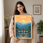 Khatmandu - Nepal - Travel Wall Art Deco Poster Print