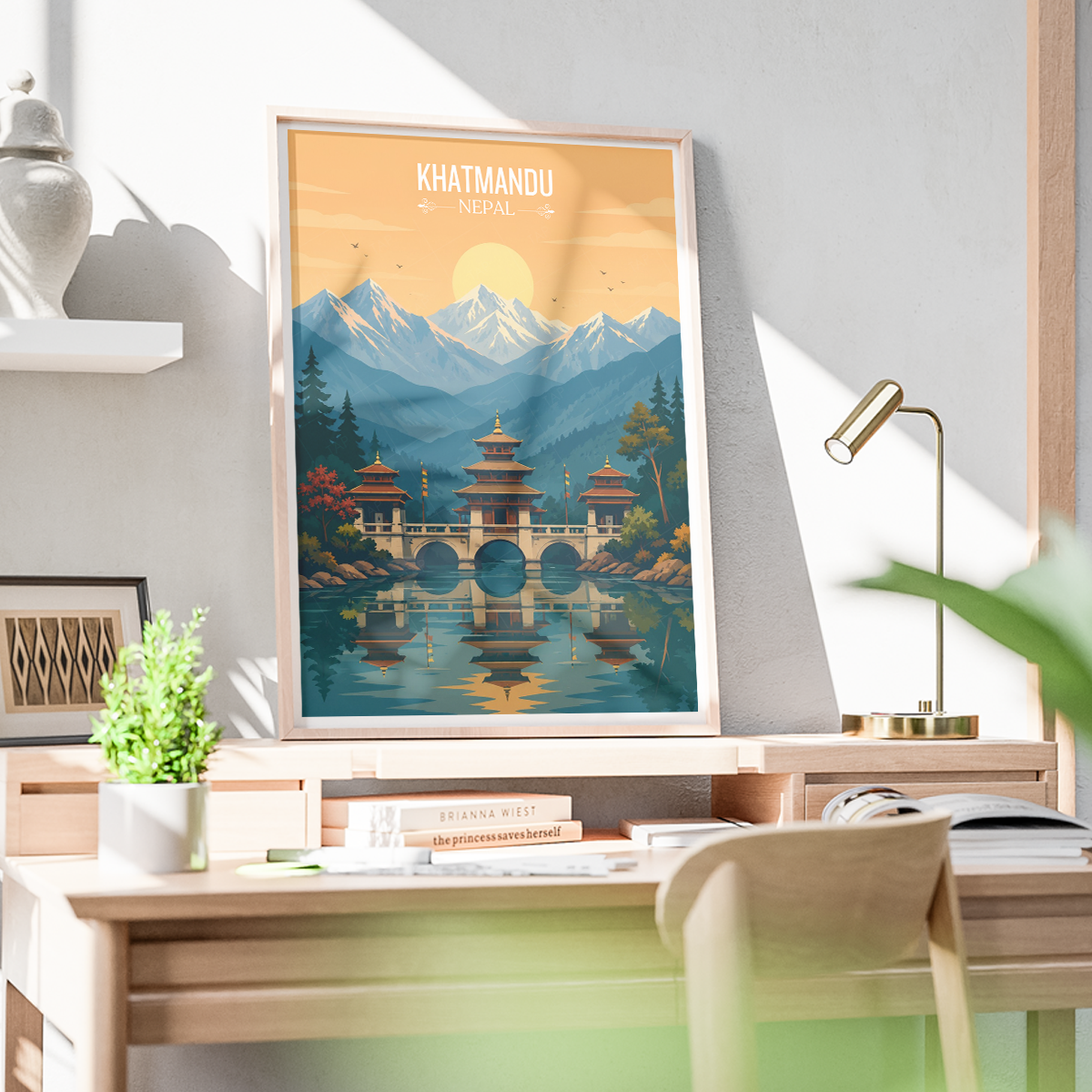 Khatmandu - Nepal - Travel Wall Art Deco Poster Print