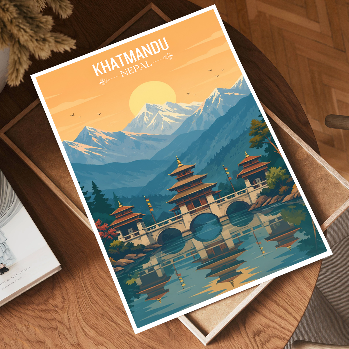Khatmandu - Nepal - Travel Wall Art Deco Poster Print