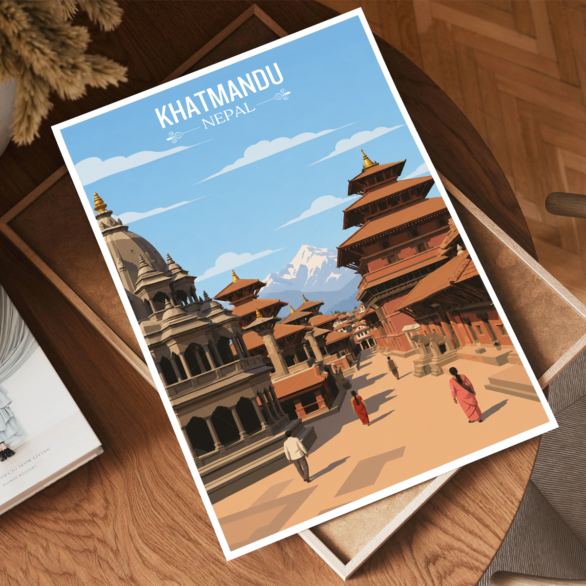 Khatmandu - Nepal - Travel Wall Art Deco Poster Print
