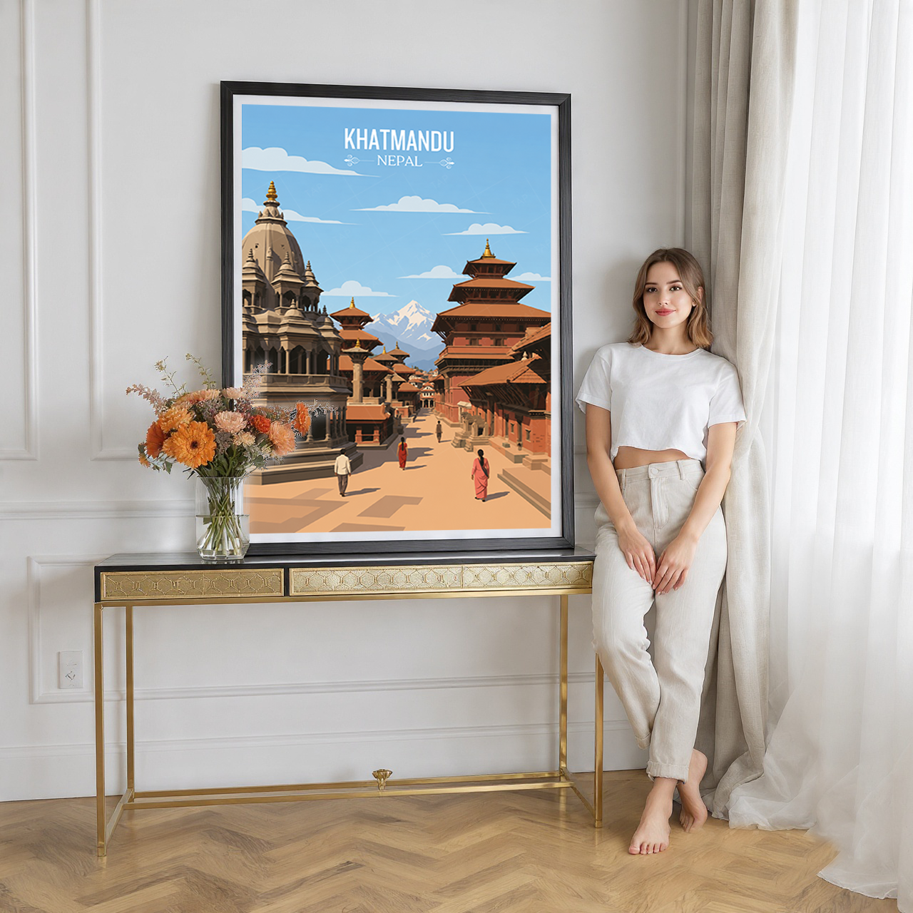 Khatmandu - Nepal - Travel Wall Art Deco Poster Print