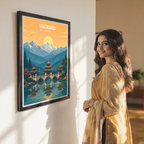 Khatmandu - Nepal - Travel Wall Art Deco Poster Print