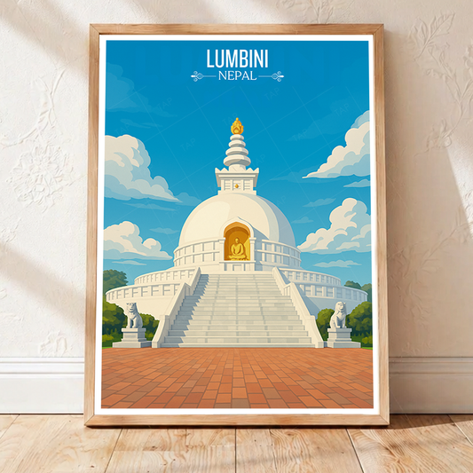 Lumbini - Nepal - Travel Wall Art Deco Poster Print - Art Print - Travel Art Poster
