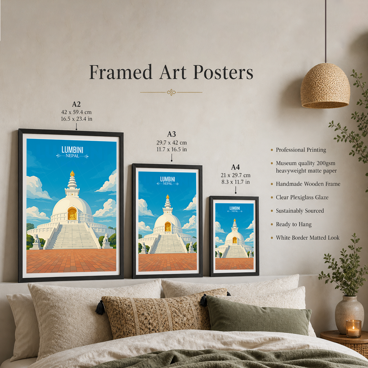 Lumbini - Nepal - Travel Wall Art Deco Poster Print