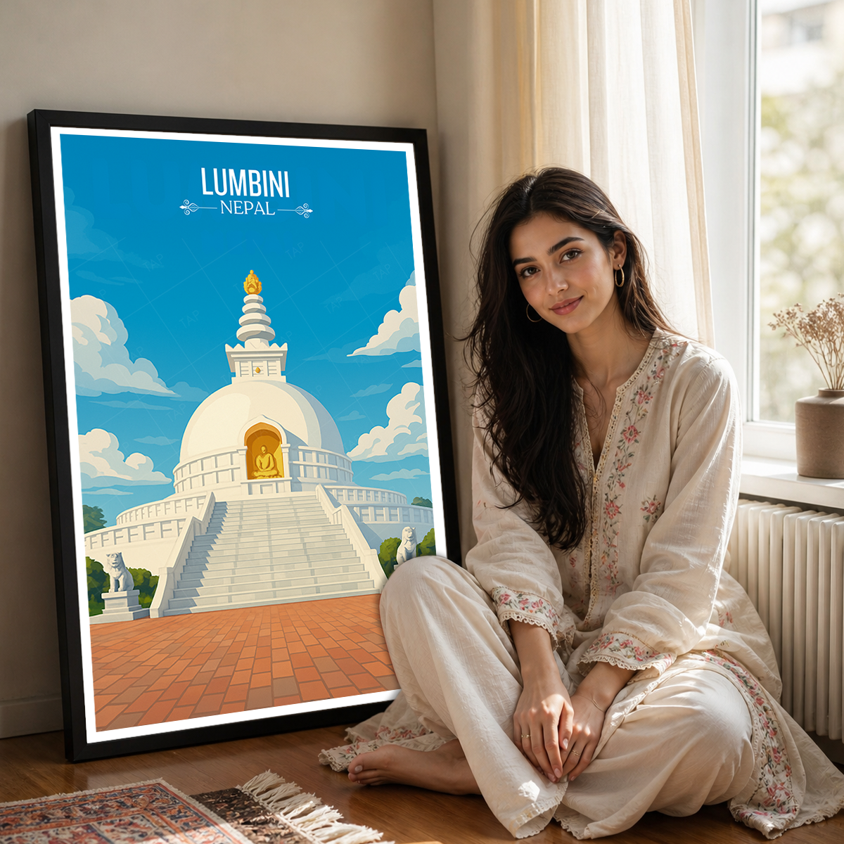 Lumbini - Nepal - Travel Wall Art Deco Poster Print