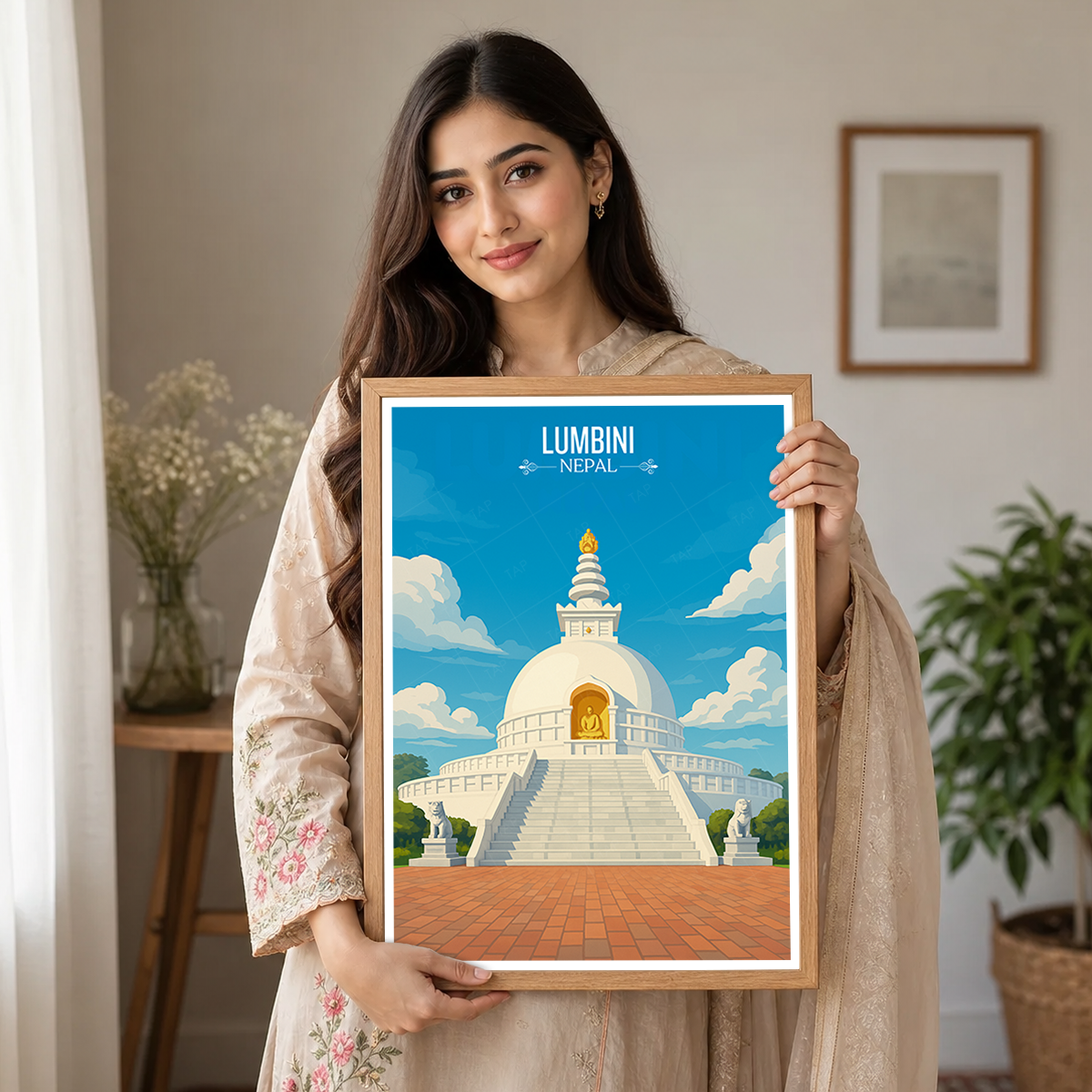 Lumbini - Nepal - Travel Wall Art Deco Poster Print