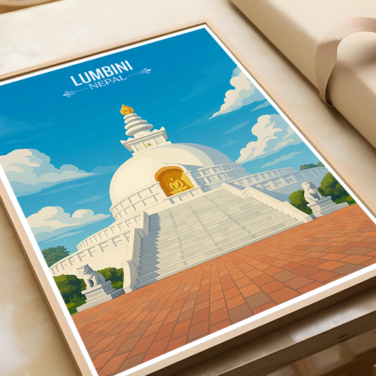 Lumbini - Nepal - Travel Wall Art Deco Poster Print - Art Print - Travel Art Poster