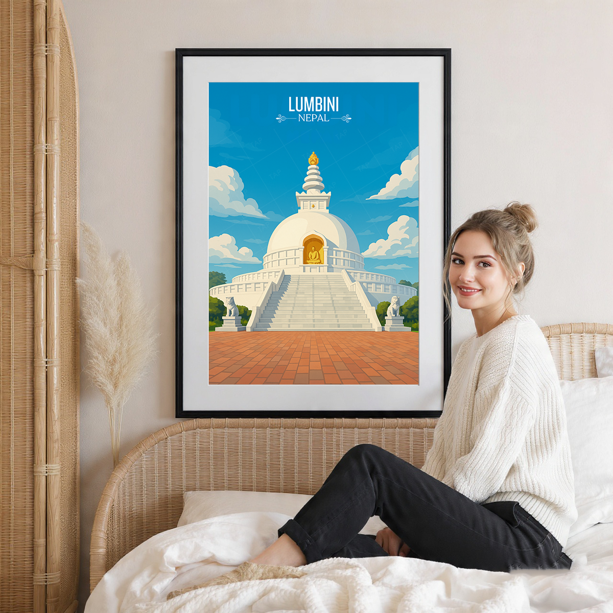 Lumbini - Nepal - Travel Wall Art Deco Poster Print