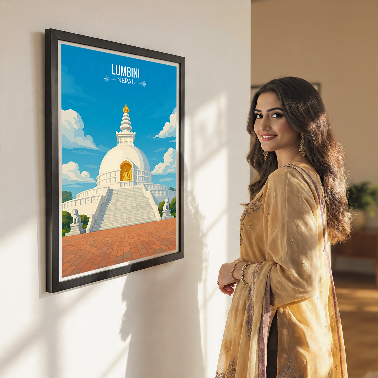 Lumbini - Nepal - Travel Wall Art Deco Poster Print