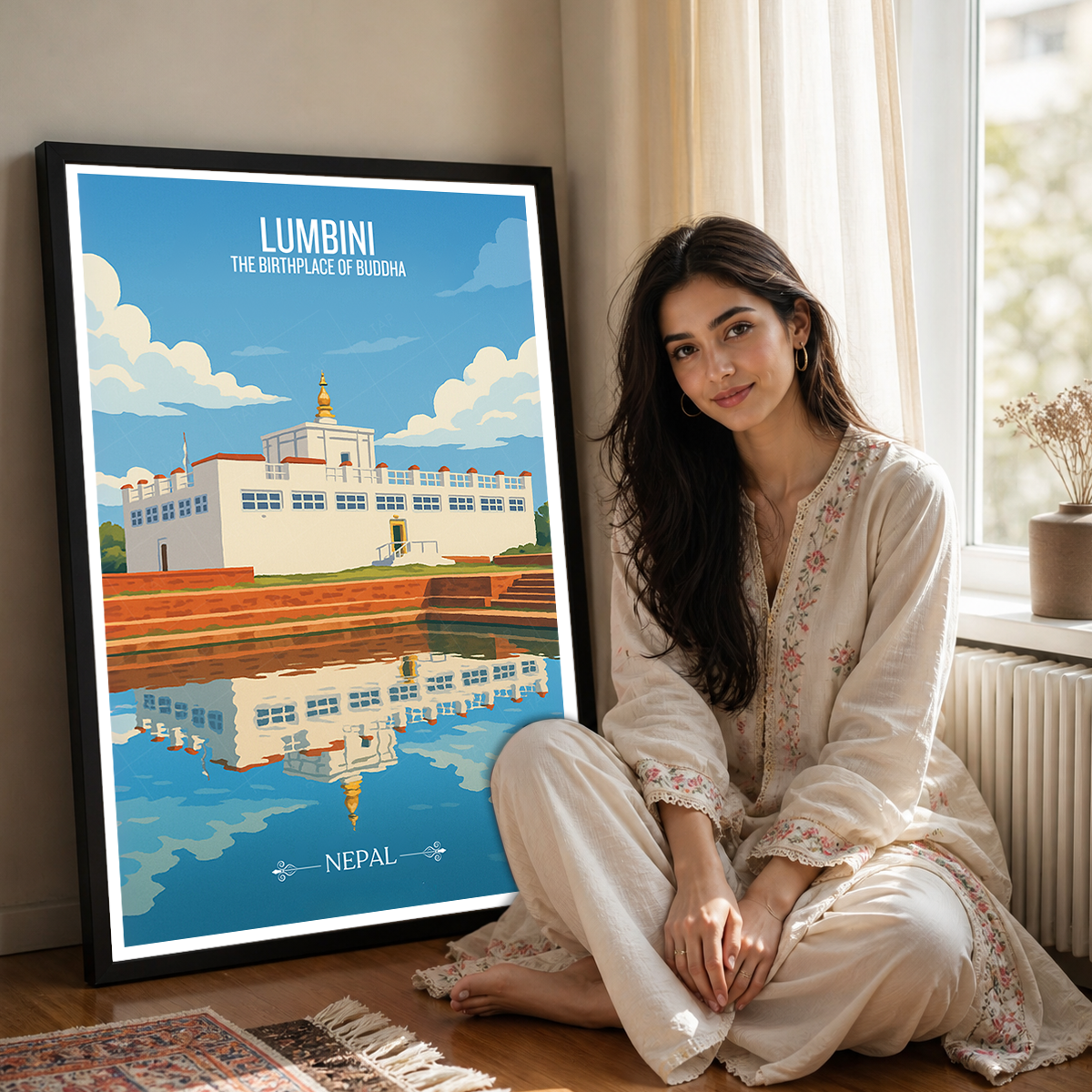 Lumbini - Nepal - Travel Wall Art Deco Poster Print