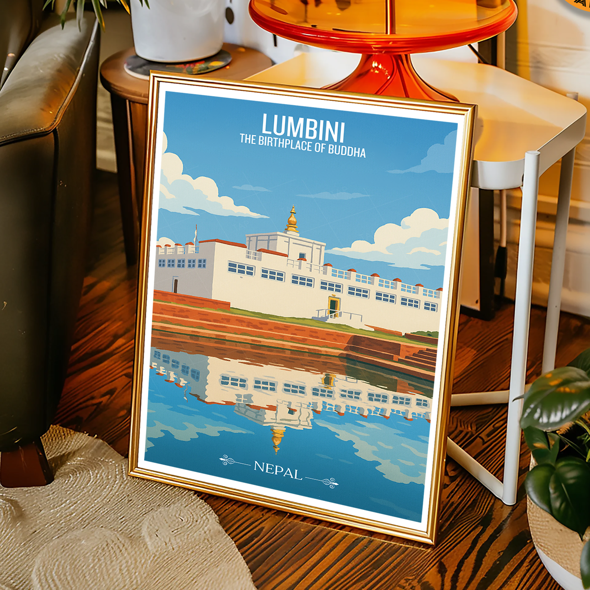 Lumbini - Nepal - Travel Wall Art Deco Poster Print