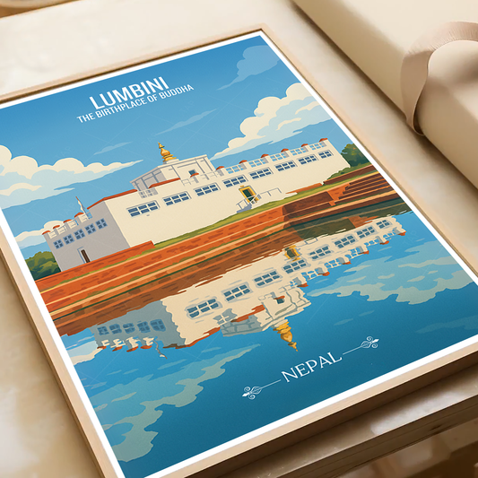 Lumbini - Nepal - Travel Wall Art Deco Poster Print - Art Print - Travel Art Poster