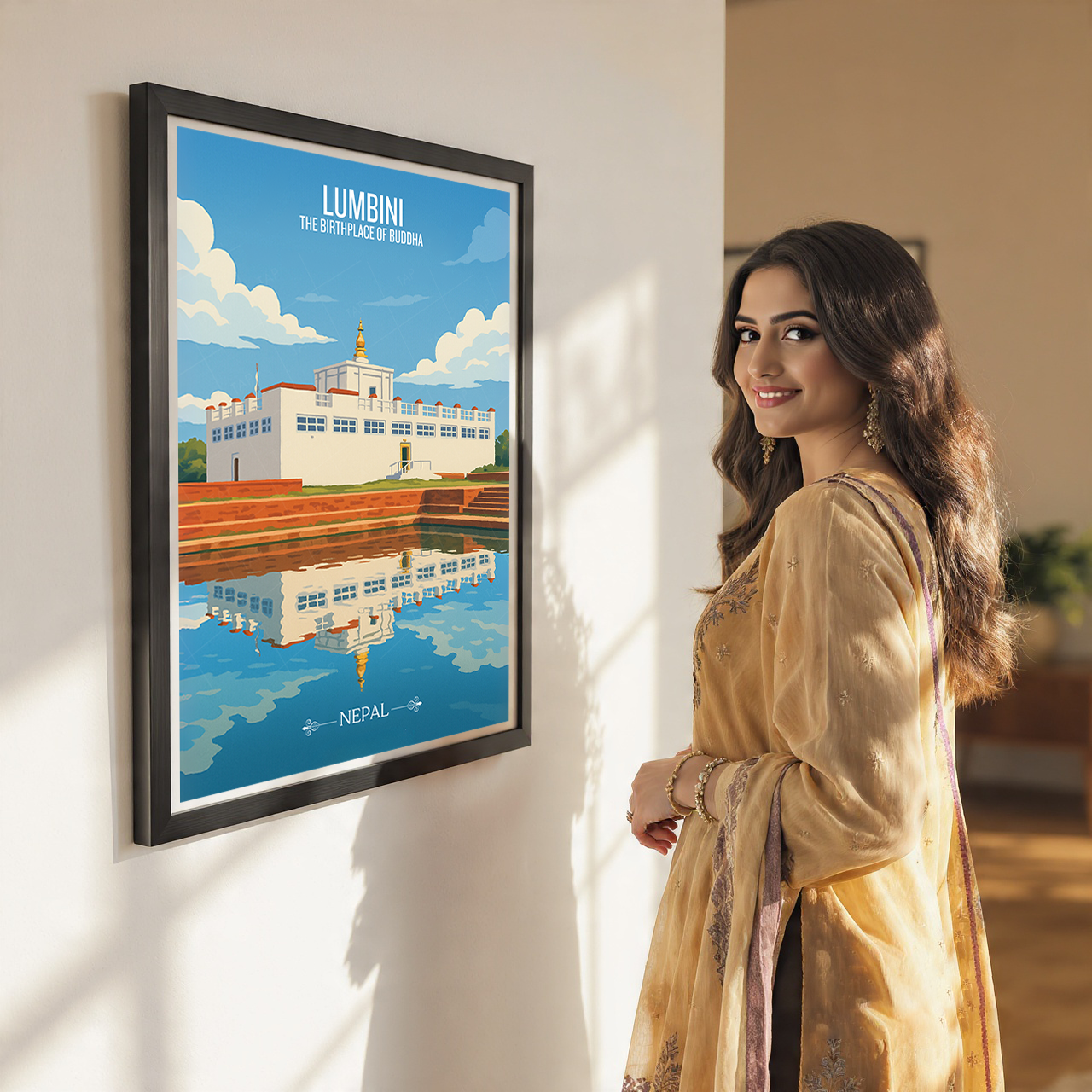 Lumbini - Nepal - Travel Wall Art Deco Poster Print