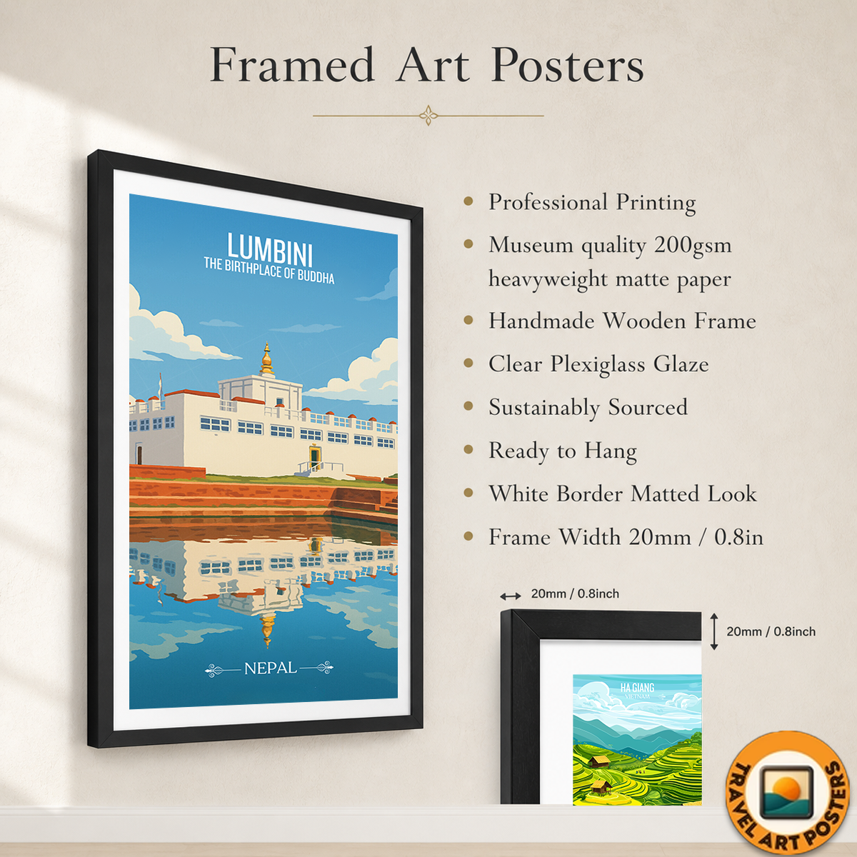 Lumbini - Nepal - Travel Wall Art Deco Poster Print