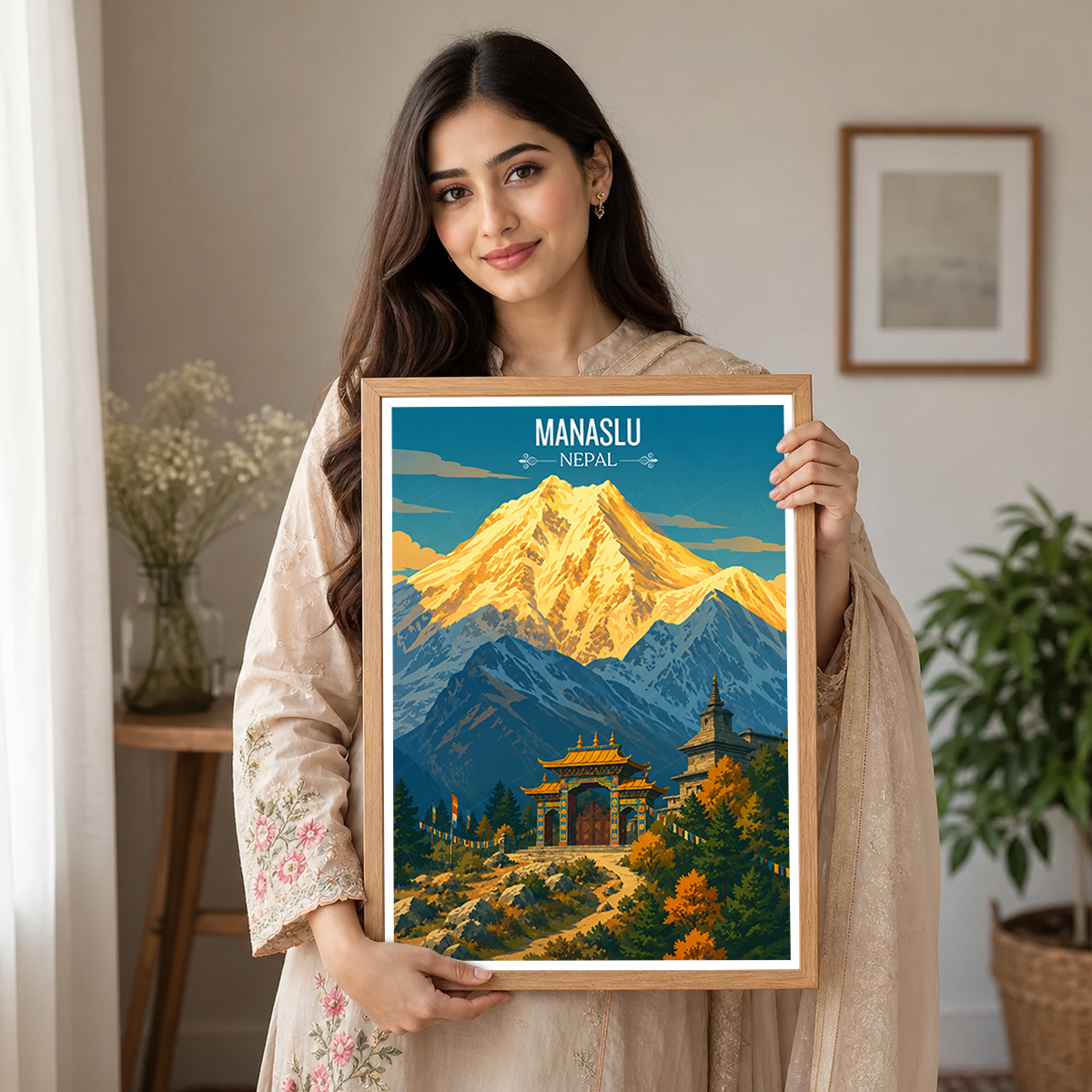 Manaslu - Nepal - Travel Wall Art Deco Poster Print