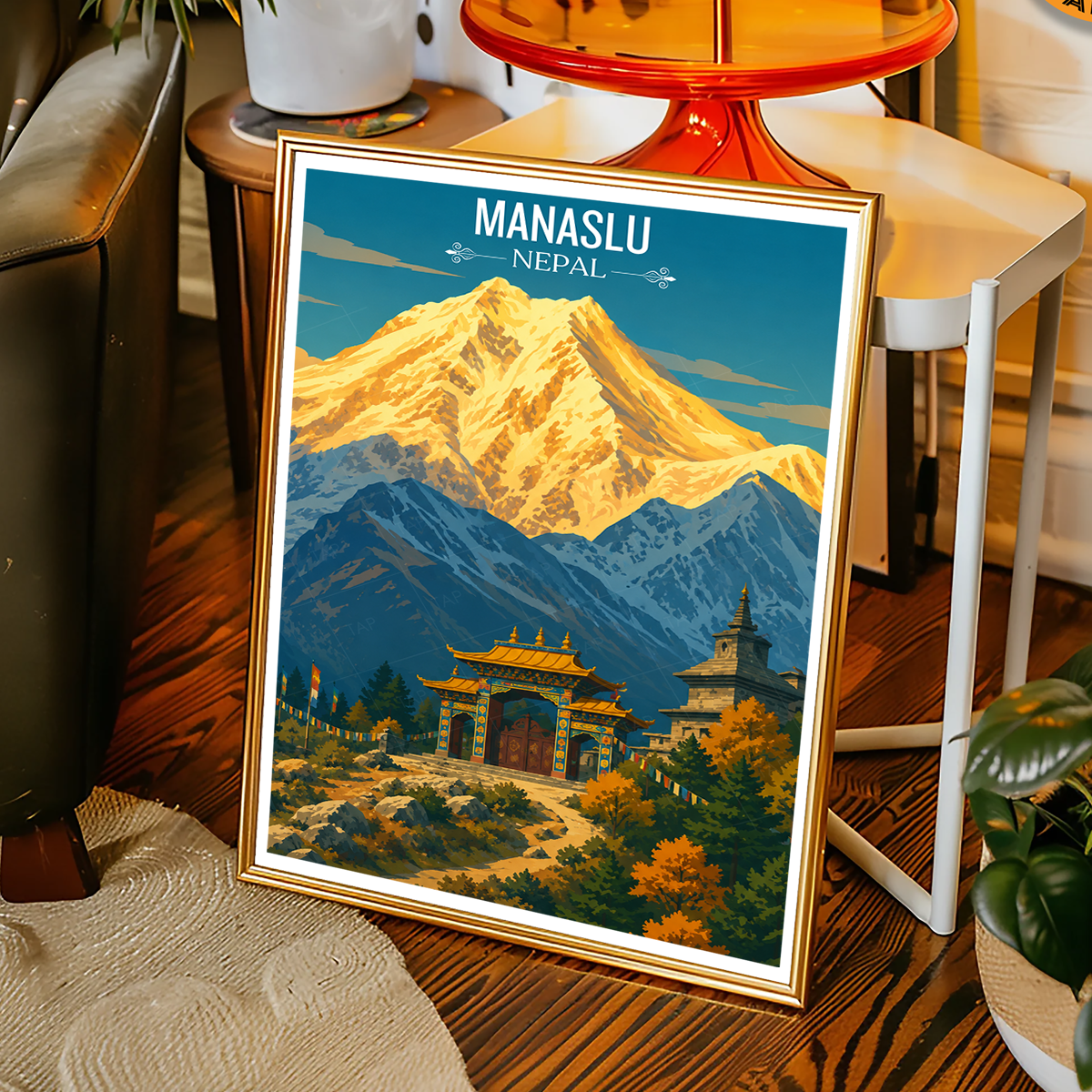 Manaslu - Nepal - Travel Wall Art Deco Poster Print