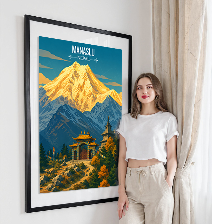 Manaslu - Nepal - Travel Wall Art Deco Poster Print