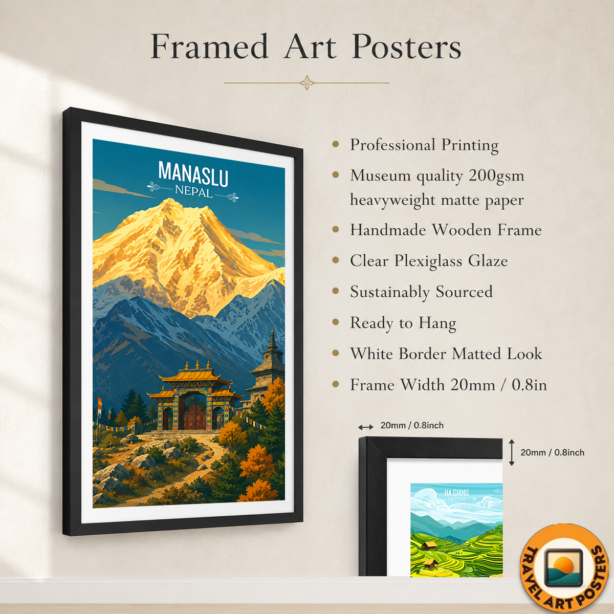 Manaslu - Nepal - Travel Wall Art Deco Poster Print