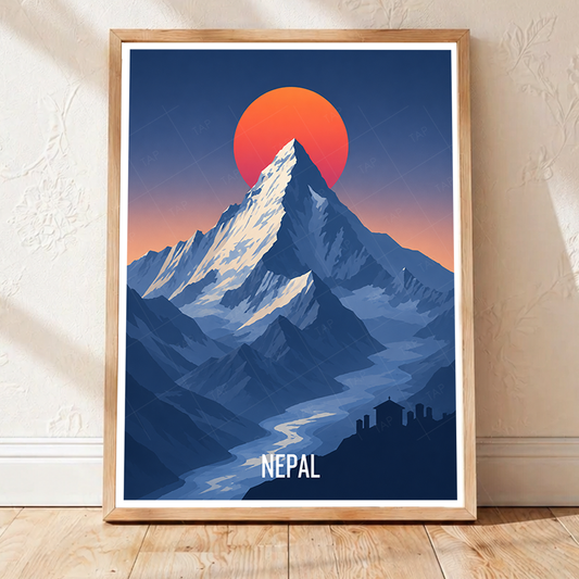 Nepal - Travel Wall Art Deco Poster Print - Art Print - Travel Art Poster