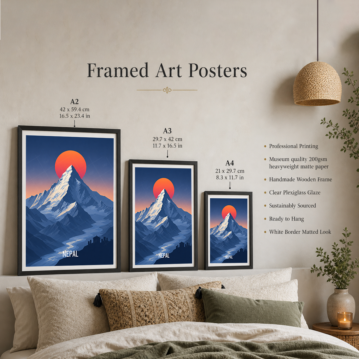 Nepal - Travel Wall Art Deco Poster Print