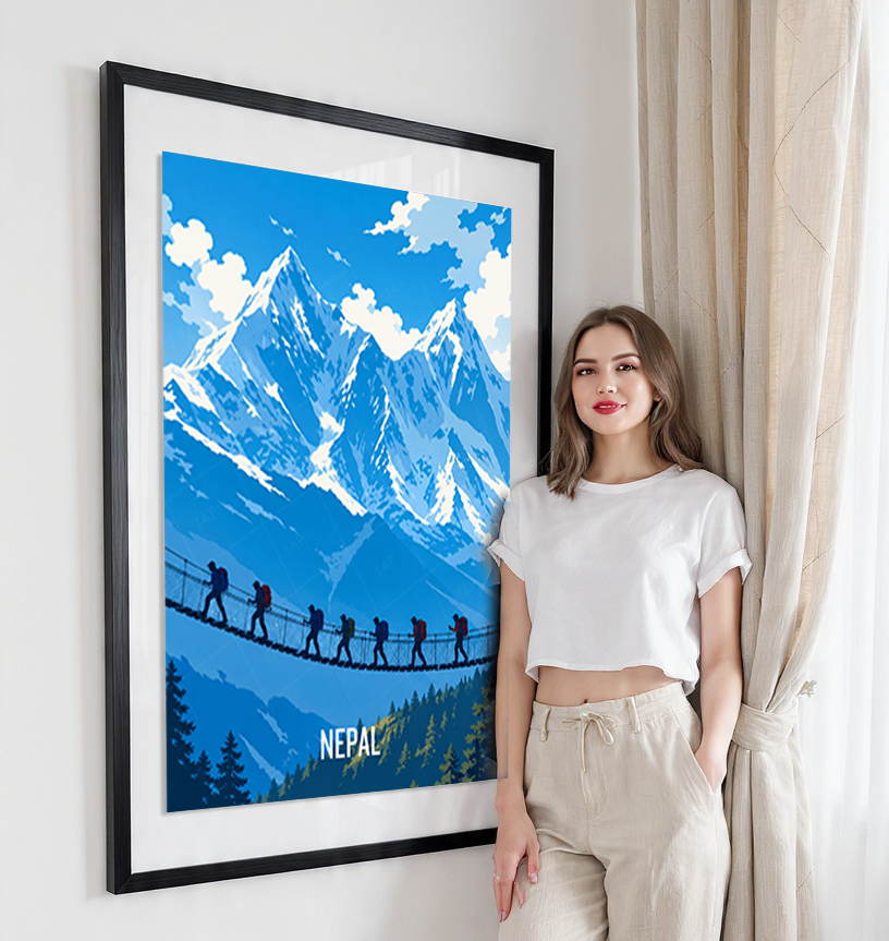 Nepal - Travel Wall Art Deco Poster Print