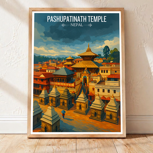 Pashupatinath Temple - Nepal - Travel Wall Art Deco Poster Print - Art Print - Travel Art Poster