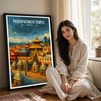 Pashupatinath Temple - Nepal - Travel Wall Art Deco Poster Print