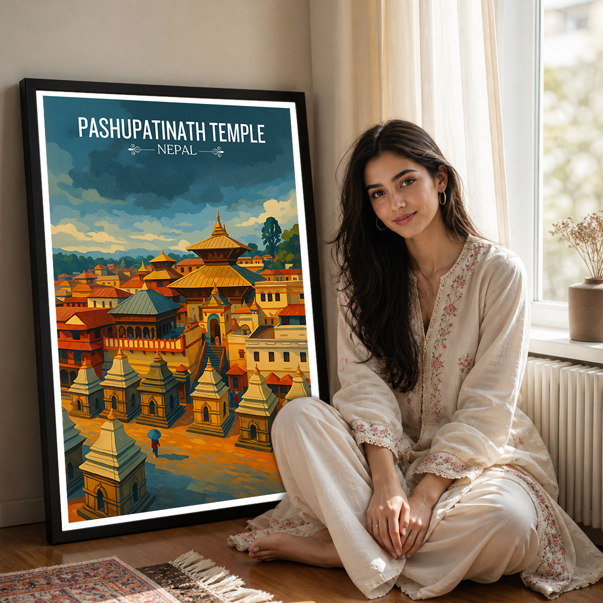 Pashupatinath Temple - Nepal - Travel Wall Art Deco Poster Print