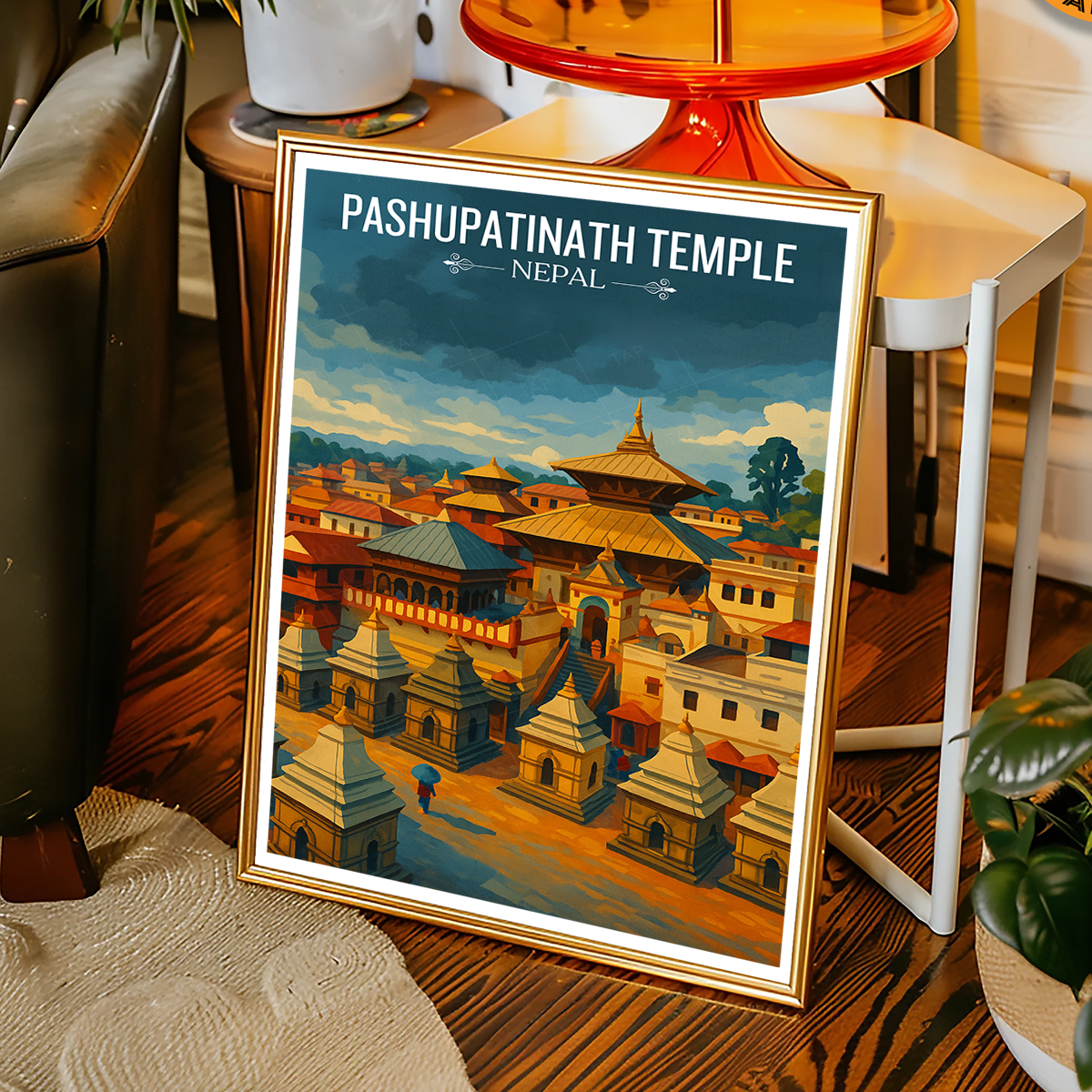 Pashupatinath Temple - Nepal - Travel Wall Art Deco Poster Print