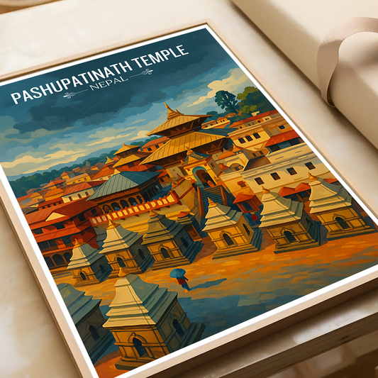Pashupatinath Temple - Nepal - Travel Wall Art Deco Poster Print - Art Print - Travel Art Poster