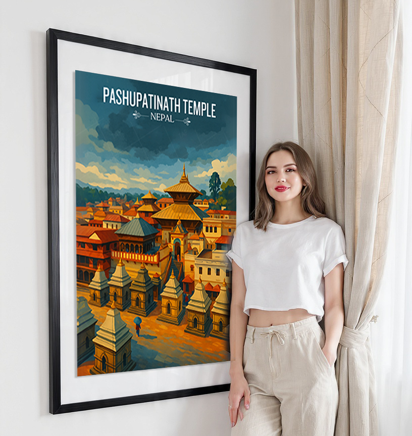 Pashupatinath Temple - Nepal - Travel Wall Art Deco Poster Print