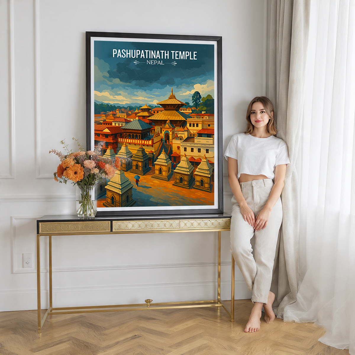 Pashupatinath Temple - Nepal - Travel Wall Art Deco Poster Print