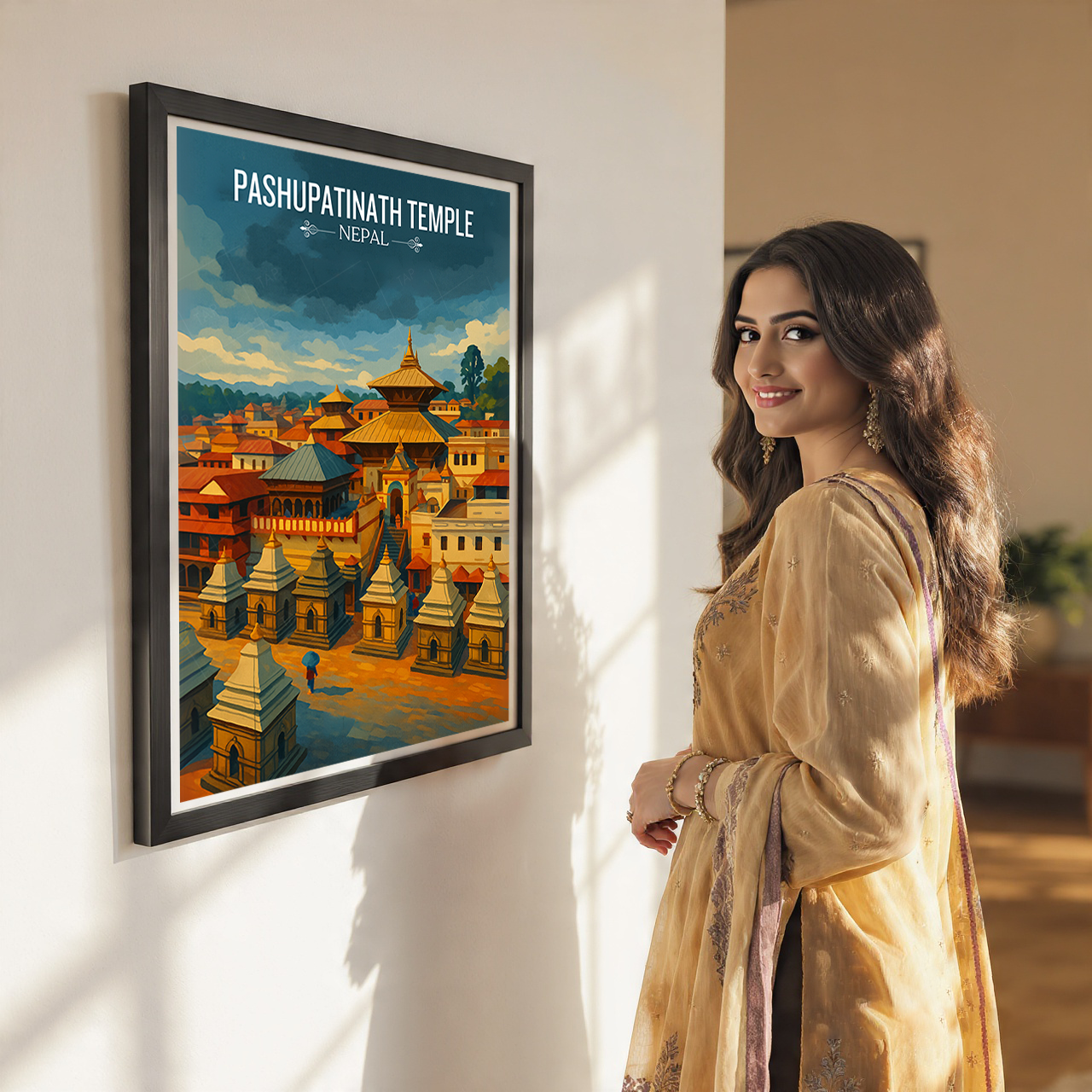 Pashupatinath Temple - Nepal - Travel Wall Art Deco Poster Print