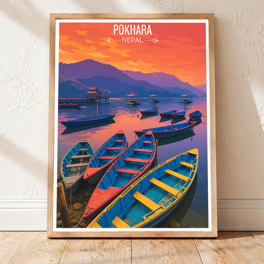 Pokhara - Nepal - Travel Wall Art Deco Poster Print - Art Print - Travel Art Poster