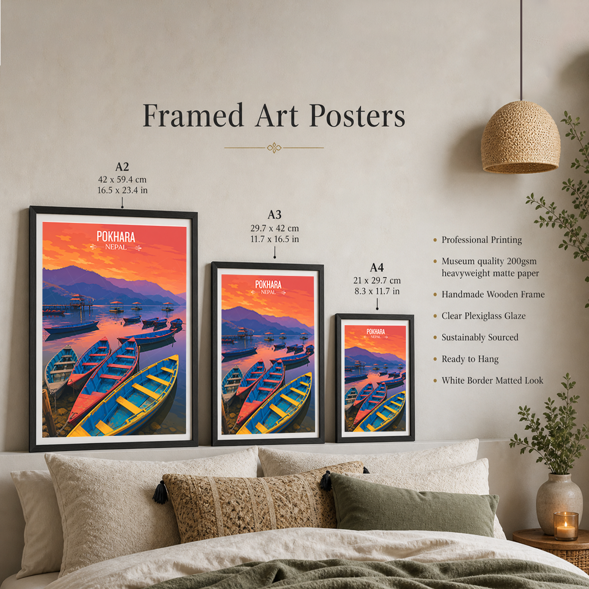 Pokhara - Nepal - Travel Wall Art Deco Poster Print