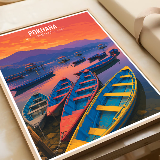Pokhara - Nepal - Travel Wall Art Deco Poster Print - Art Print - Travel Art Poster