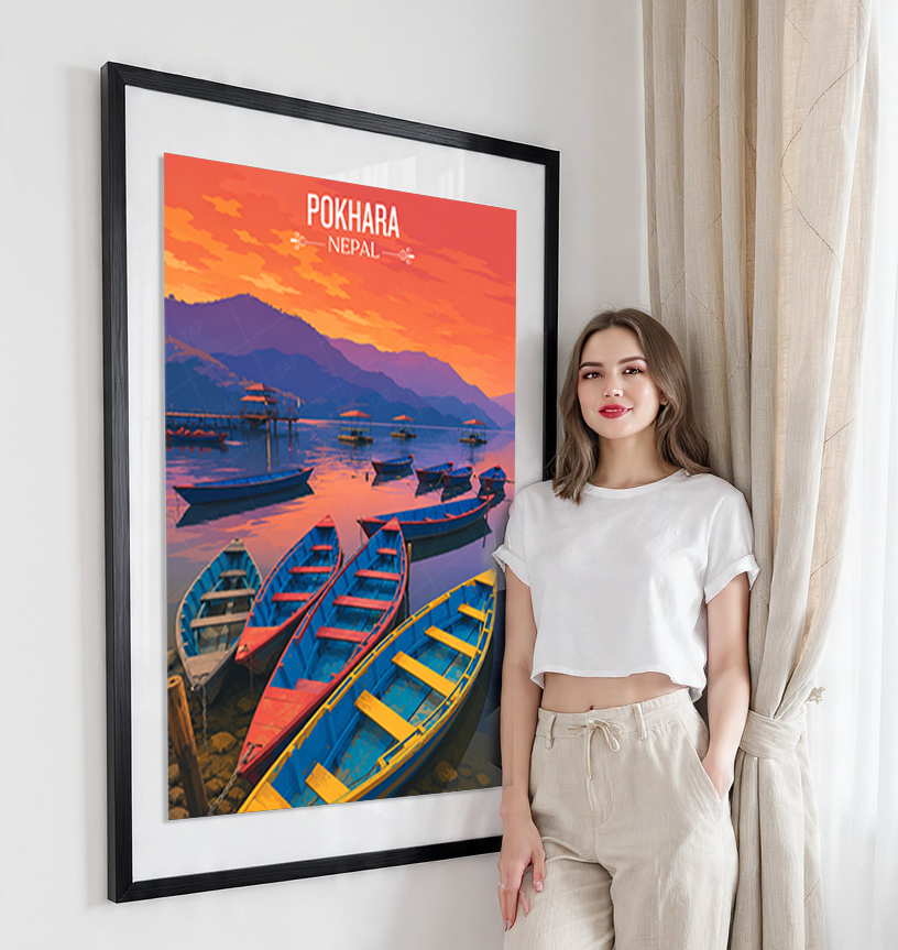 Pokhara - Nepal - Travel Wall Art Deco Poster Print