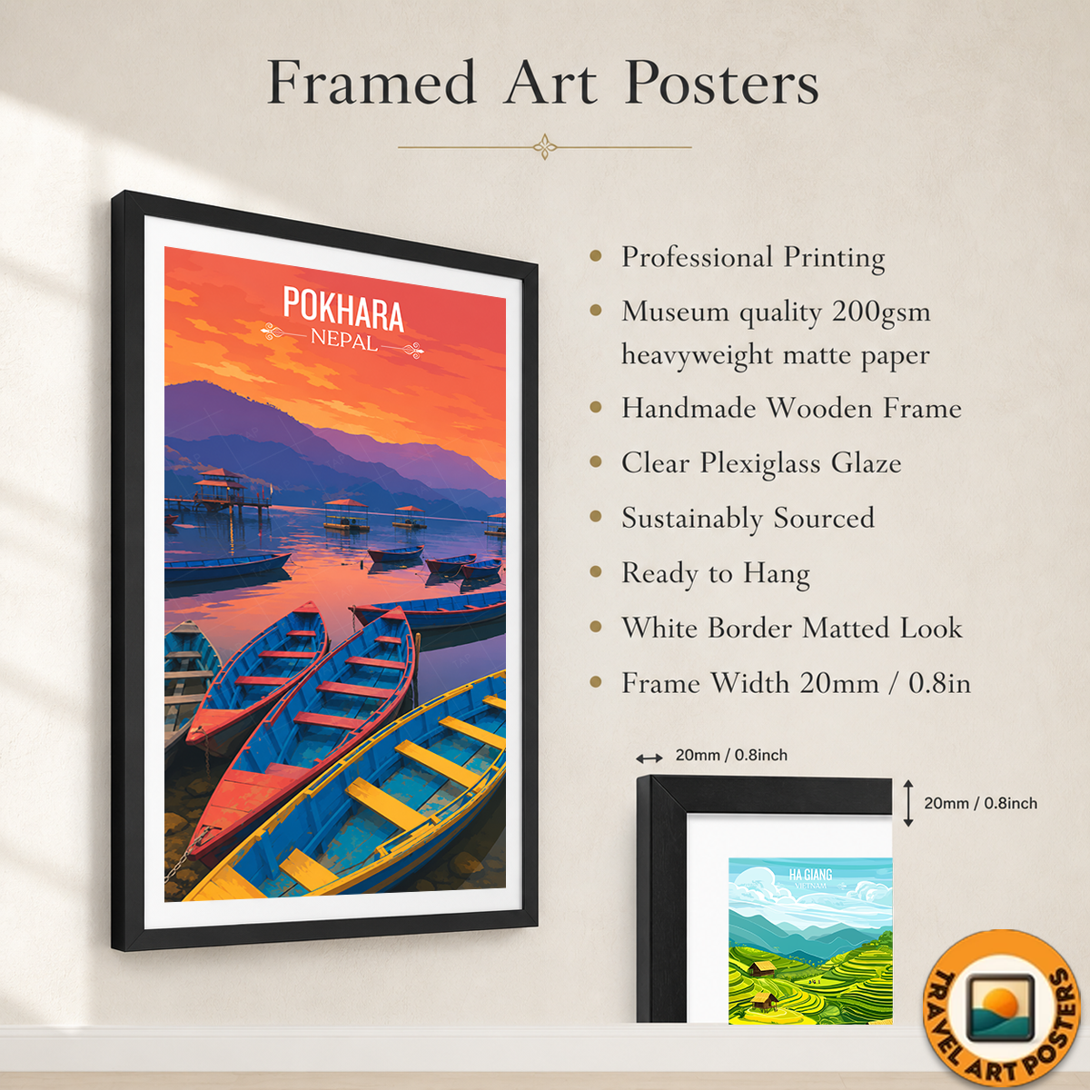 Pokhara - Nepal - Travel Wall Art Deco Poster Print