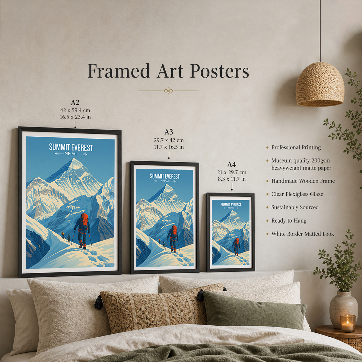 Everest - Nepal - Travel Wall Art Deco Poster Print