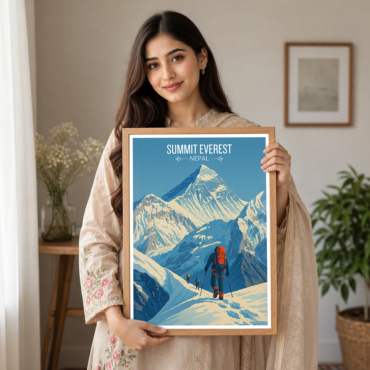 Everest - Nepal - Travel Wall Art Deco Poster Print