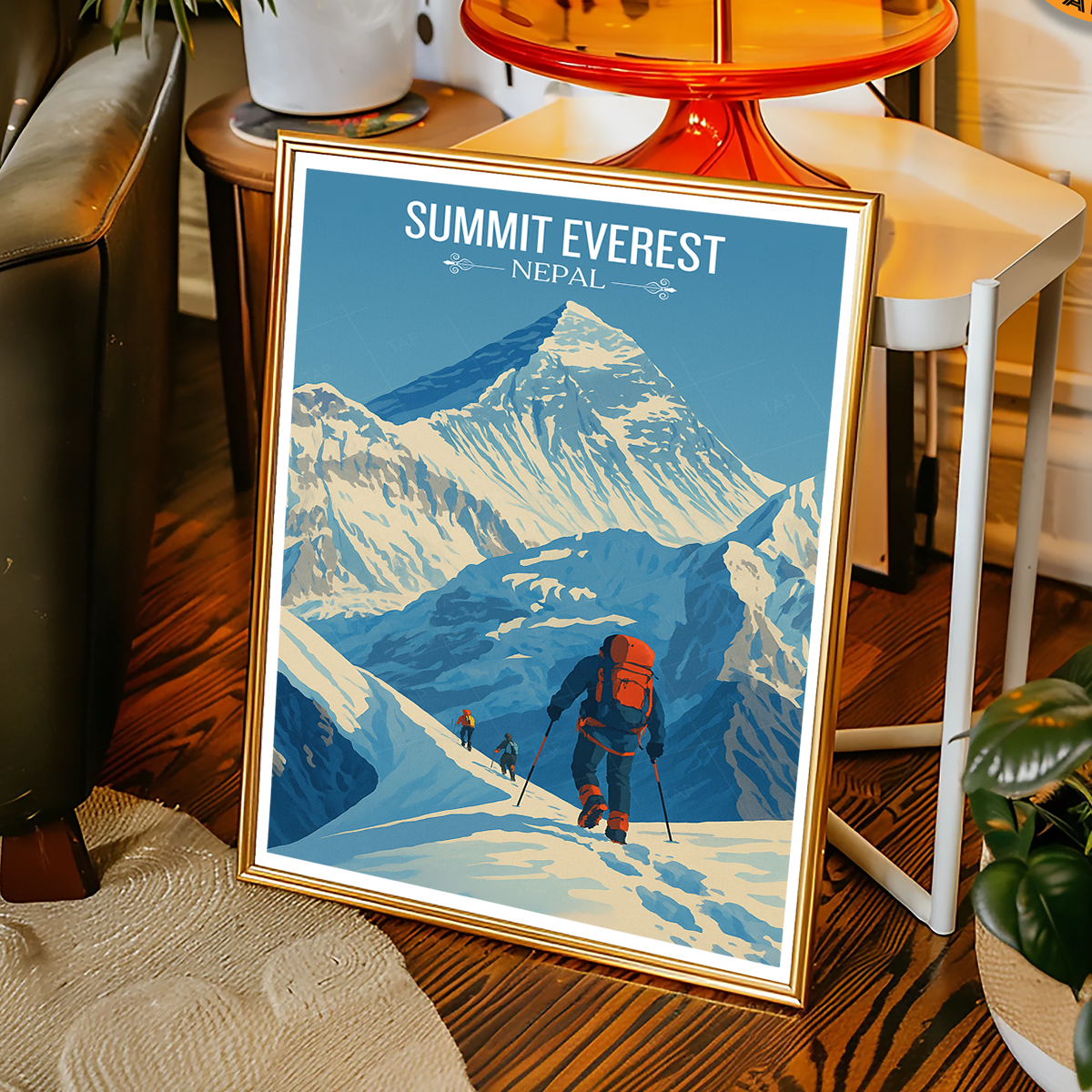 Everest - Nepal - Travel Wall Art Deco Poster Print