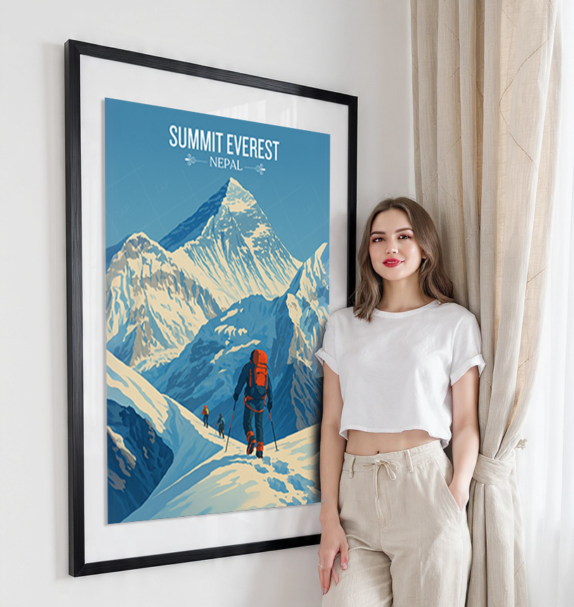 Everest - Nepal - Travel Wall Art Deco Poster Print