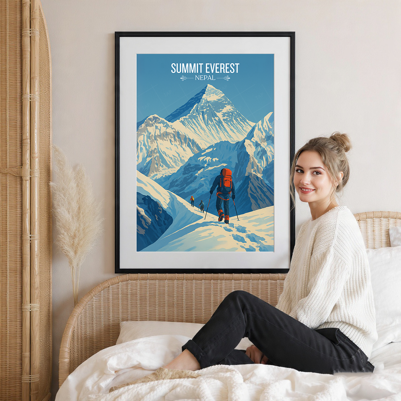 Everest - Nepal - Travel Wall Art Deco Poster Print