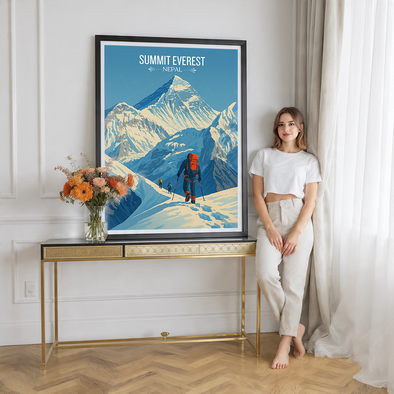 Everest - Nepal - Travel Wall Art Deco Poster Print